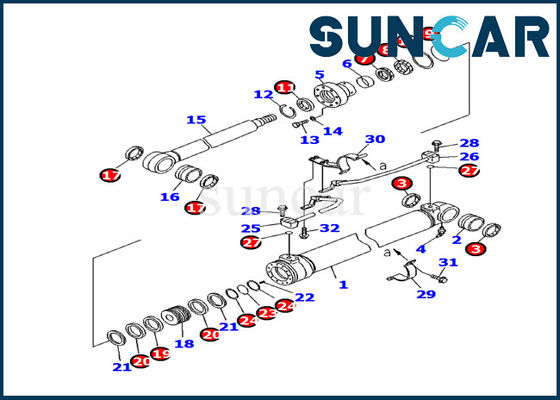 707-99-27520 modello del corredo PC130F-7 di Kit Komatsu Boom Cylinder Service della guarnizione di riparazione del cilindro idraulico