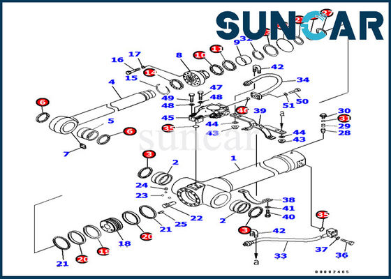707-99-38440 7079938440 corredo di servizio del CYL dell'escavatore del corredo PC138US-8 KOMATSU della guarnizione del cilindro del braccio