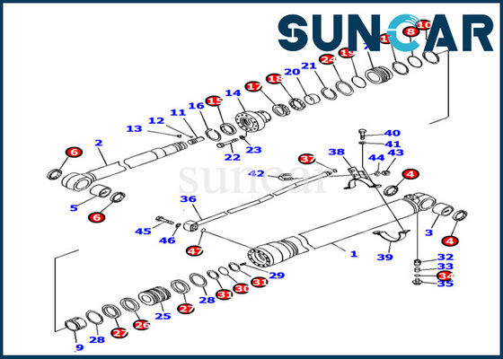 707-99-38780 cilindro del braccio che sigilla riparazione Kit Excavator Replacement della guarnizione di Kit Komatsu PC138US-8