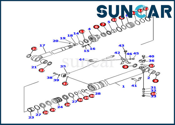 Escavatore Inner Parts Service Kit Replacement del corredo PC130F-7 della guarnizione del cilindro del braccio di KOMATSU 707-99-45180