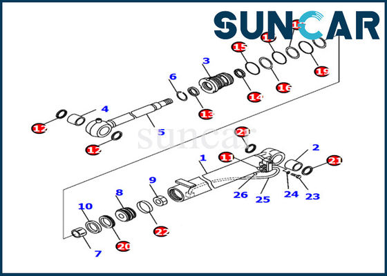 707-98-04710 corredo di Inner Repair Service dell'escavatore di Kit Komatsu PC14R-3 della guarnizione del cilindro dell'asta