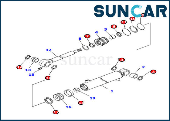 707-98-11220 cilindro idraulico Assy Repair Kit del corredo PC14R-3 della guarnizione del cilindro dell'oscillazione dell'asta di KOMATSU