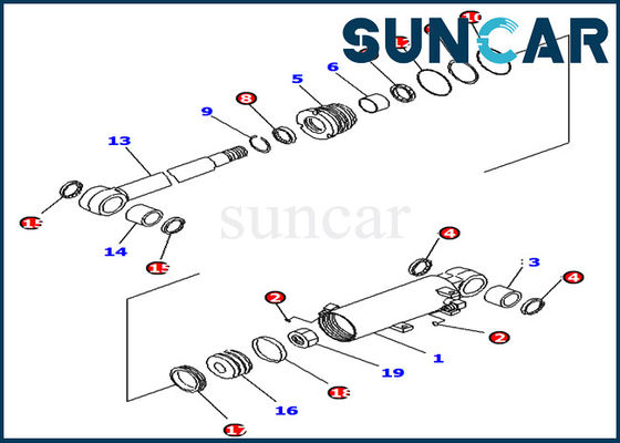 707-98-13900 modello di Kit Fits Excavator PC14R-2 PC16R-3 PC18MR-3 della guarnizione del cilindro dell'ascensore della lama di KOMATSU