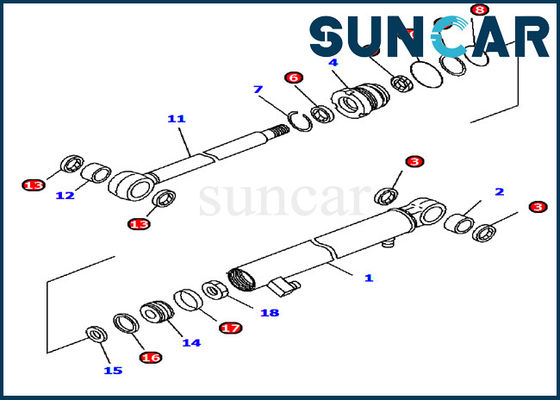 707-98-13970 corredo di servizio del macchinario di Kit Fits Komatsu Excavator PC15MR-1 della guarnizione del cilindro del braccio