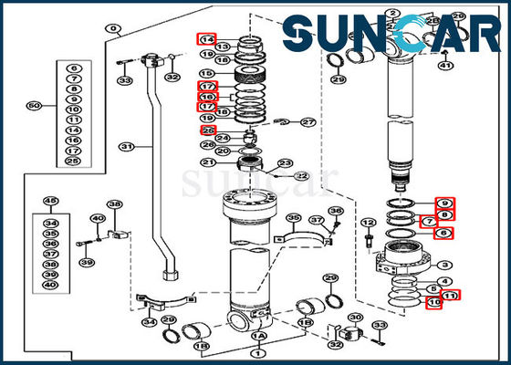 Parti idrauliche di Kit For Excavator 2154D 225CLC JOHN DEERE della guarnizione del cilindro del braccio AH225135