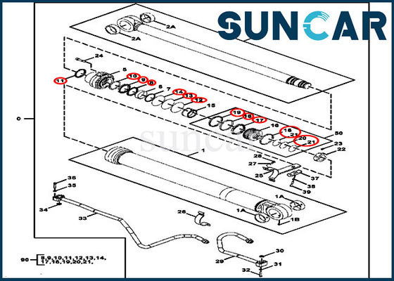 Guarnizione ad alta pressione Kit Cylinder Replacement Kits dell'asta delle parti FYA00006593 di 300GLC Deere