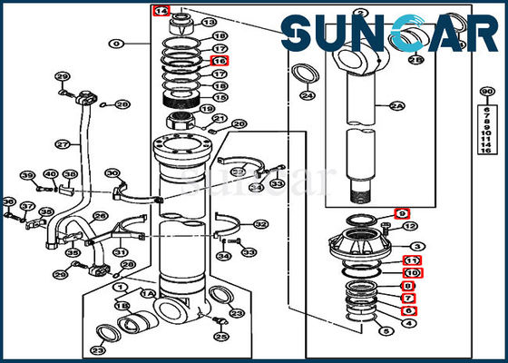 Escavatore Equipment di Kit For 450DLC 470GLC della guarnizione di riparazione del cilindro dell'asta di JOHN DEERE 4653040
