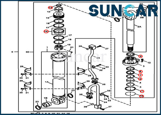 John Deere 4653041 modello compatibile dell'attrezzatura di Kit Hydraulic Service Kit Fits 470GLC della guarnizione del braccio