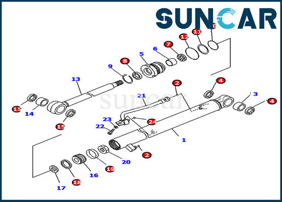 Corredo della guarnizione del cilindro del braccio di Kit Parts Komatsu Excavator 707-98-05660 di servizio PC18MR-2