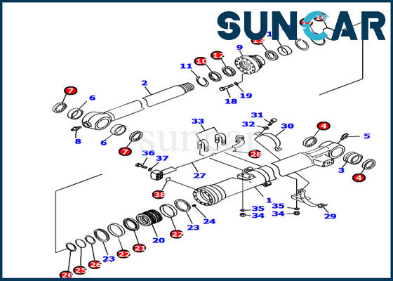 707-99-37150 corredo di riparazione del macchinario di Bucket Cylinder Seal Kit Fits Komatsu PC160LC-7E0 dell'escavatore