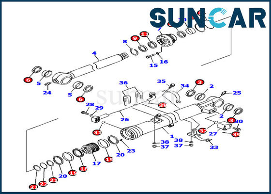 Corredo di sigillatura idraulico del corredo PC160LC-7 KOMATSU della guarnizione del cilindro del secchio dei pezzi di ricambio 707-99-37290