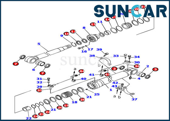 Parti di riparazione interne dell'escavatore PC160LC-7 di KOMATSU di misure del corredo 707-99-38720 della guarnizione del cilindro dell'asta