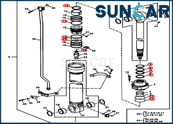 Guarnizione Kit Fits Models 190DW 180GLC JOHN DEERE di riparazione di Arm Cylinder 4667663 dell'escavatore