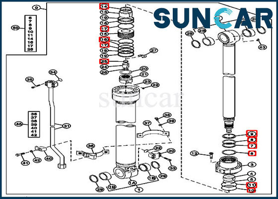 Guarnizione Kit Fits Excavator 180 John Deere Construction Machinery Models del cilindro di 4483194 braccia