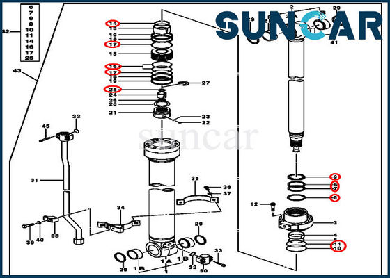 guarnizione Kit Excavator Sealing Kits del cilindro idraulico del braccio di 120D 120C JOHN DEERE 4448396