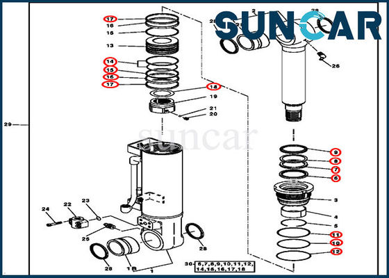 4388027 componenti 120C 135C del cilindro di Kit Fits John Deere Blade di riparazione della guarnizione del cilindro