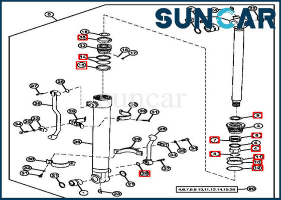 Escavatore 190 80 John Deere di Kit Cylinder Service Kit For della guarnizione di 4369716 secchi