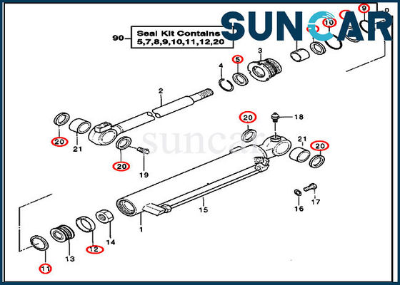 Il servizio Kit Hydraulic Seal Repair Kits di DEERE 4355825 misura l'escavatore Cylinder Blade Parts