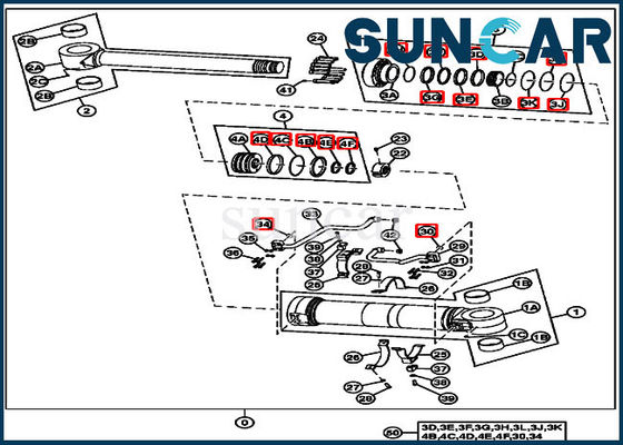 La guarnizione di posizionamento Kit Fits For John Deere 190DW del cilindro 4669894 modella l'attrezzatura