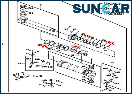 FYA00023524 che posiziona la guarnizione Kit Excavator John Deere 190GW di riparazione del cilindro