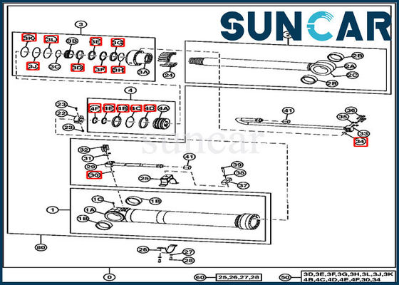 Corredo di Repair Kit 4669895 John Deere Positioning Cylinder Seal dell'escavatore 220DW