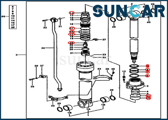 Corredo di servizio di Kit Excavator Hydraulic Seals JOHN DEERE della guarnizione del cilindro di 4631062 braccia