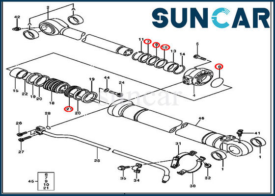 Guarnizione idraulica Kit Deere Parts 230CLC di riparazione 4485614 per le componenti del cilindro del secchio