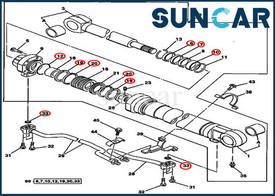 Corredi di riparazione di Kit Left Right Boom Cylinder della guarnizione di 230LC 230LCR John Deere AT196466