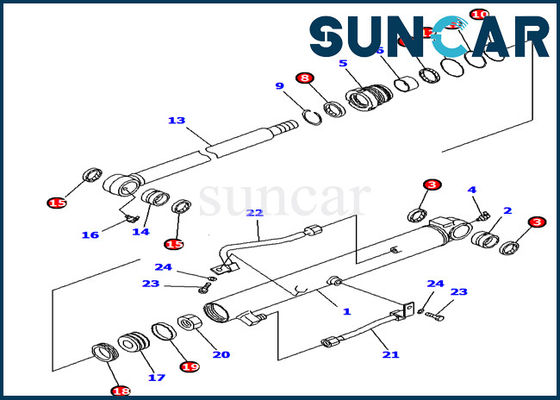 707-39-65190 corredo di riparazione di Kit Komatsu Excavator PC10UU PC14R PC16R della guarnizione del cilindro del secchio