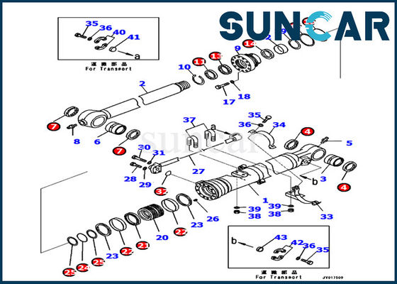 707-99-48710 escavatore Repair Kit di Kit Cylinder Inner Parts PC240LC-10 della guarnizione del cilindro del BRACCIO di KOMATSU