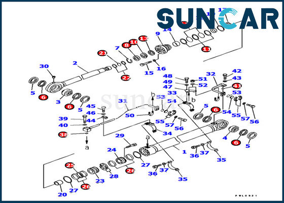 707-99-77070 cilindro del secchio che sigilla le parti di riparazione interne di Kit Komatsu Excavator PC1800-6