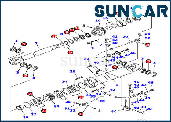 I corredi di riparazione del cilindro idraulico dell'asta dell'escavatore 707-99-87710 di KOMATSU la guarnizione che i corredi misura PC1800-6