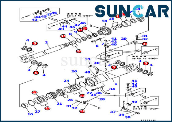 Guarnizione di sigillatura Kit For Komatsu Excavator PC1800-6 di riparazione del cilindro dell'asta del corredo 707-99-87720