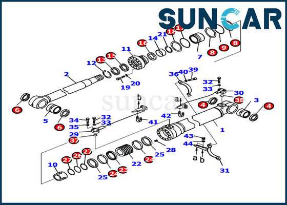 721-98-00250 le parti interne dell'escavatore PC220LC-8 KOMATSU rombano corredo della guarnizione della riparazione del cilindro
