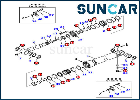 721-98-00260 corredo di riparazione interno idraulico di Kit Komatsu Excavator PC240LC-11 della guarnizione del cilindro del BRACCIO