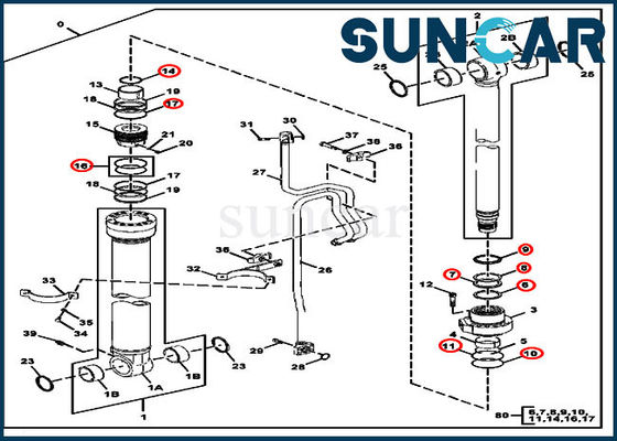 Escavatore JOHN DEERE di Kit Service Kit For 245GLC della guarnizione del cilindro dell'asta FYA00001396