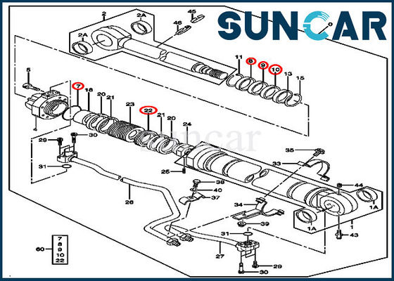 4485615 corredi di riparazione della guarnizione dell'asta misura il cilindro di 270C il LC John Deere Excavator LH/RH