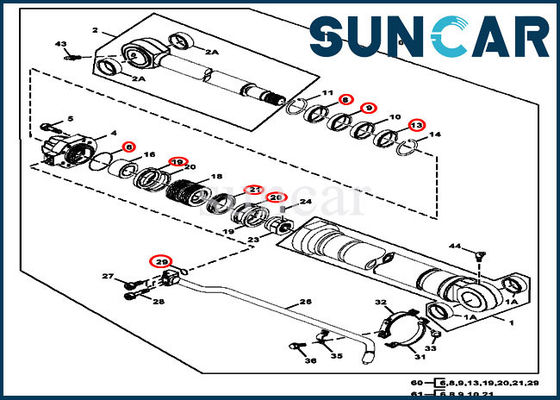 Escavatore idraulico Equipment di Kit For 270CLC 270LC della guarnizione dei corredi AT264439 del cilindro del secchio di JOHN DEERE