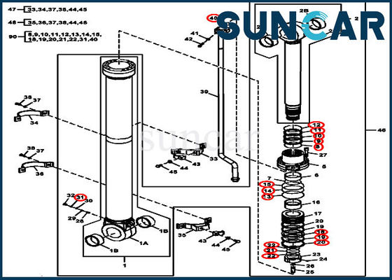 Modelli di Kit Fits For John Deere 270DLC della guarnizione di riparazione del braccio di Hydraulic Seals FYA00010733 dell'escavatore