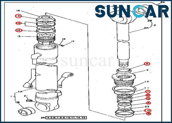 Escavatore 290D John Deere Replacement Kits del corredo della guarnizione del cilindro di 4369721 secchio