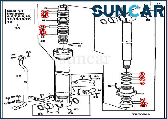 Escavatore idraulico di Kit Deere Seal Kits Fits 160LC 350GLC 350DLC del cilindro del secchio AH155040