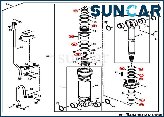 Attrezzatura pesante di Kit Fits 350DLC 350GLC JOHN DEERE della guarnizione della sostituzione del cilindro 4S00930 Deere del braccio