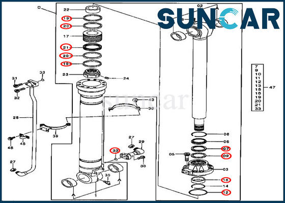 Escavatore idraulico Repair Kits di Kit John Deere 330LCR 450CLC della guarnizione del cilindro del secchio AT264430
