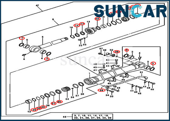 Sostituzione Kit For 370C 3554 John Deere della guarnizione del cilindro dei corredi 4640108 della guarnizione del secchio