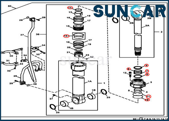 riparazione dell'asta di 4S00783 JOHN DEERE che sigilla l'escavatore di Kit Cylinder Components Fits 380GLC 350GLC