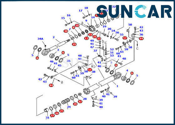 707-99-77210 corredo interno idraulico di servizio del corredo di riparazione di Kit Komatsu Excavator PC1600-1 della guarnizione del cilindro del secchio