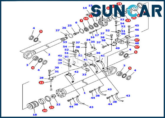 L'escavatore PC1600-1 di KOMATSU modella le parti di riparazione interne idrauliche del corredo 707-99-85200 di Arm Cylinder Seal