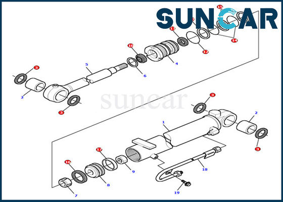 Corredo della guarnizione del cilindro dell'asta del corredo 878000502 di Hydraulic Parts Service dell'escavatore di PC15R-8 KOMATSU