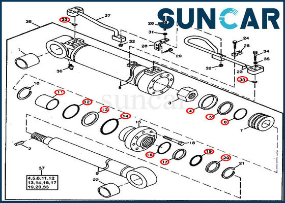 490 servizio Kit Excavator Repair Seal Kits del cilindro idraulico dell'asta di JOHN DEERE AT196477