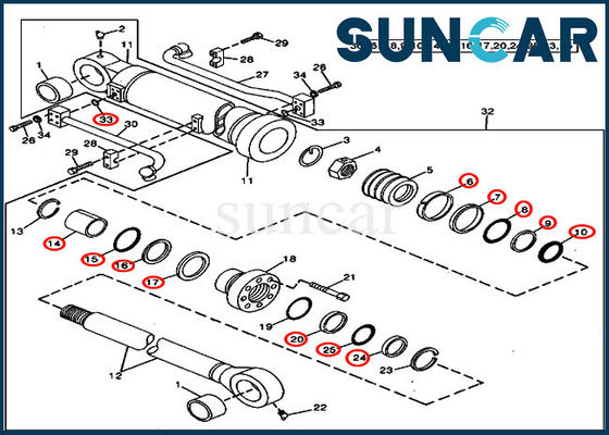 Escavatore Models di Kit For John Deere 490 della guarnizione della sostituzione del cilindro del secchio AT264443
